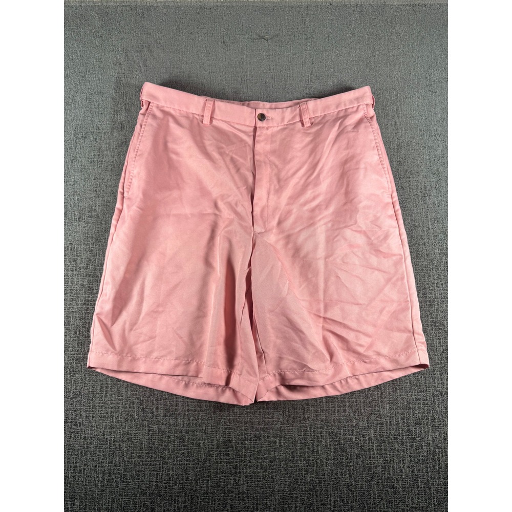 Haggar Mens Pink Flat Front‎ Classic Chino Shorts Size 36 Solid Polyester